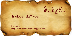 Hrubos Ákos névjegykártya